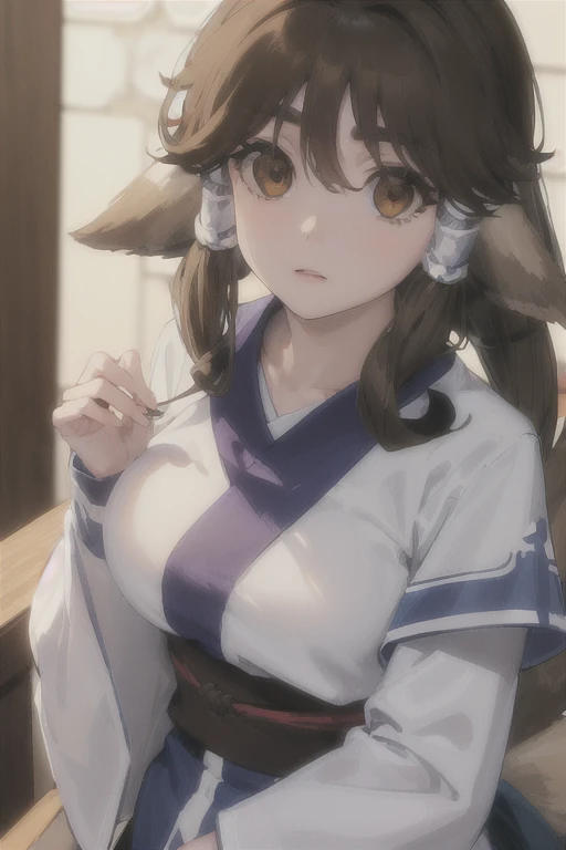 utawarerumonofollow , follow ,  black hair , animal ears, ( brown eye :1.5), dog ears,
BREAK tail, Ainu clothing,  long sleeves ,
BREAK outdoors,
BREAK looking at viewer, ( cowboy shot :1.5),
BREAK (masterpiece:1.2),  Best quality,  high definition , обои Unity 8k, ( illustration:0.8), ( beautiful detailed eyes :1.6),  extremely detailed facial hair  ,  perfect lighting ,  extremely detailed computer graphics, (perfect hands,  perfect anatomy ),