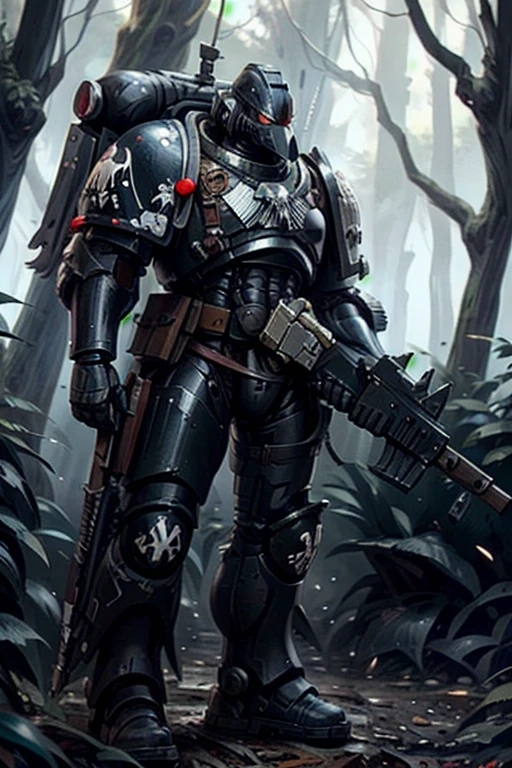 Raven Card ,   elite imperial enforcers, sniping in the woods,  holding rifles wearing details  (full body armor:1.2),  Corvus Helm , Purple set,  sci-fi scenes ,   spaceships destroyed at a distance , moonlight,    