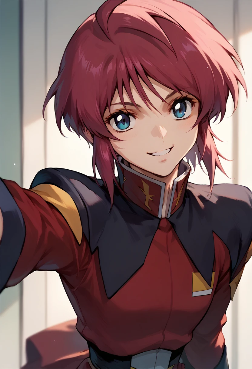 Gundam Seed　Lunamaria Hawk　 Selfie　smile　uniform