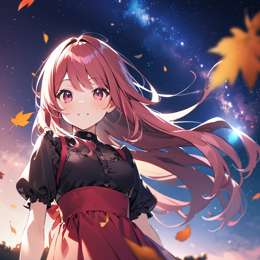 amorphous dress, soft smile, Starry Sky, autumn