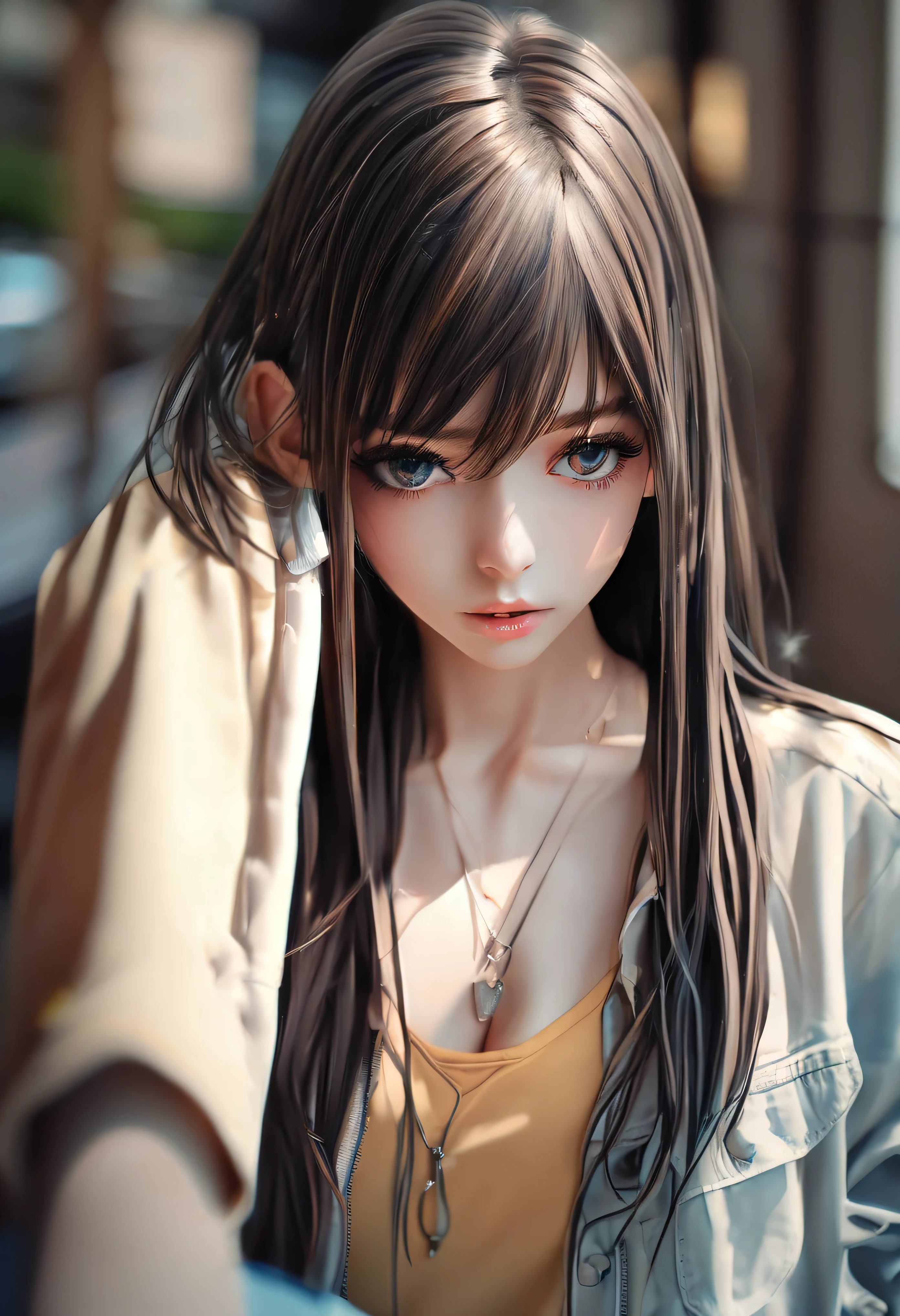 a close up of a woman with long hair and a necklace, cute natural anime face, realistic anime 3 d style, stunning anime face portrait, realistic young anime girl, hyper realistic anime, 3 d anime realistic, kawaii realistic portrait, photorealistic anime, beautiful anime face, anime girl in real life, realistic anime face, realistic anime, realistic - anime, beautiful anime girl