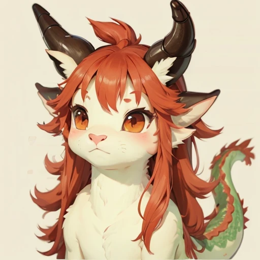 Draw a texture on the background、
 has horns growing from the head 、 manes 、Long neck,A dragon with short legs、
