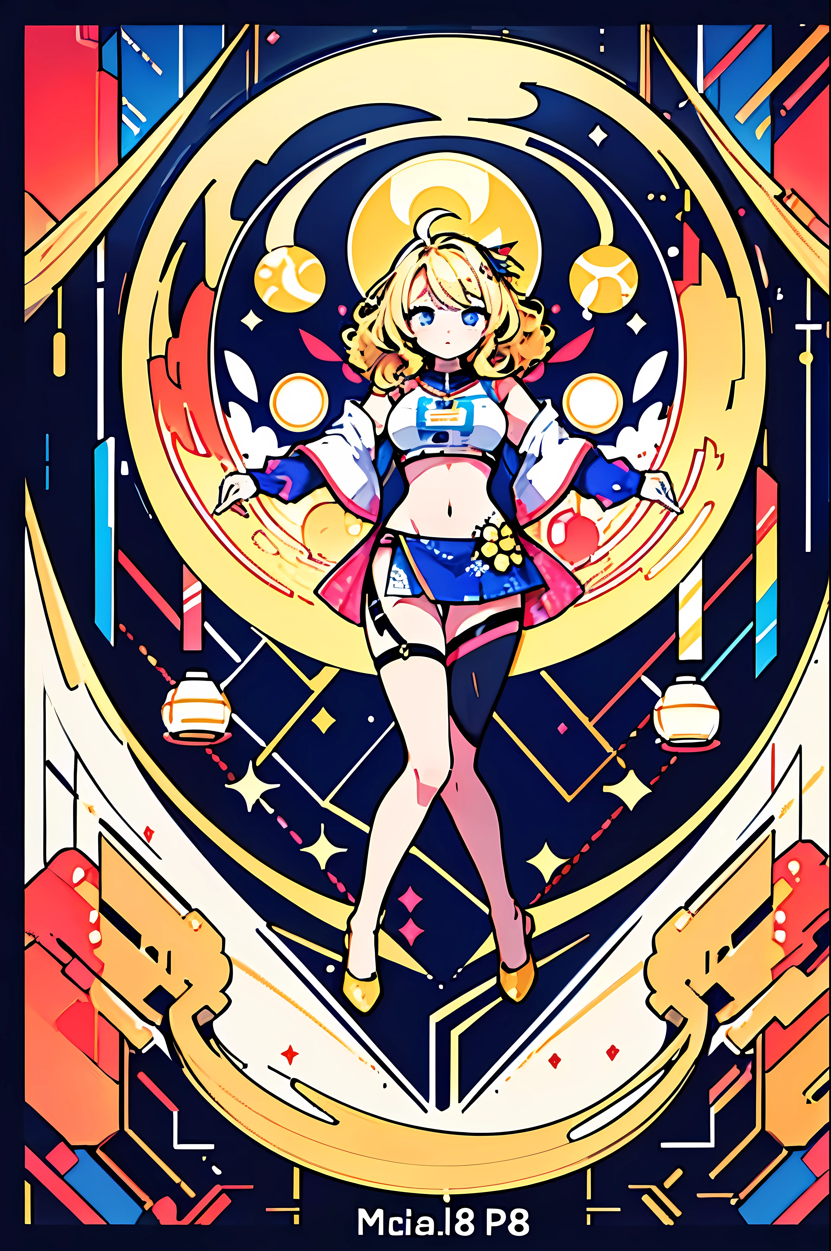 (masterpiece, best quality), 8K,(((Very detailed))), Race:1.8,Super intricate Race pattern,colorful Race pattern,Transparent body with colored glass background, Mandala,Light Up,cold, 1 female,Open back,(curls,Blonde),