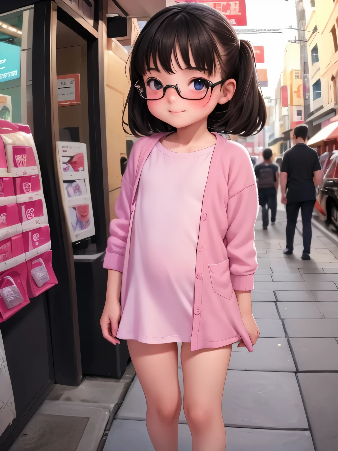  high quality， very young very ，1 person，A shy smile，Fisheye Lens，shy，、 very cute girl ，baby face，Chibi, translation，Glasses，Very kinky girl， Very short stature， toddler figure ， flat chest， sailor suit， Shopping Street ，In the crowd，Bruises and Gestures，Short legs，Small ，Very small ass， feet ， A very large erect clitoris  ，Anus trembling，excretion，  A girl who came to buy condoms ，Barcode on body，