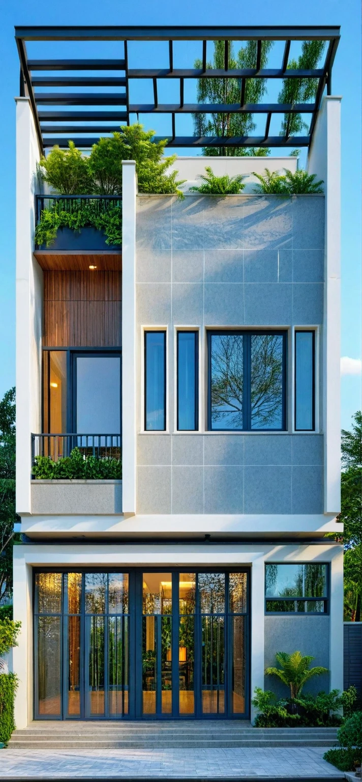 Architectural style Architectural style,  ((Classic Style House)),(masterpiece) , ((best quality)), dramatic lighting, high quality outdoors, sky, day, cloud, tree, blue sky, building, scenery, road, real world location,  sunlight, enough detail, high resolution,super realistic, Photorealistic, highly detailed, balcony, plants, door, car, truck, parking slot, paving, . Clean lines, architectural drawing, highly detailed  , . Clean lines, geometric shapes, minimalist, modern, architectural drawing, highly detailed