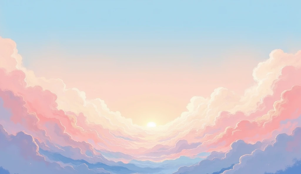 DB4RZ style painting,gradient background, vast sky with wispy pink and blue clouds, sunrise colors, serene, calming, minimalist