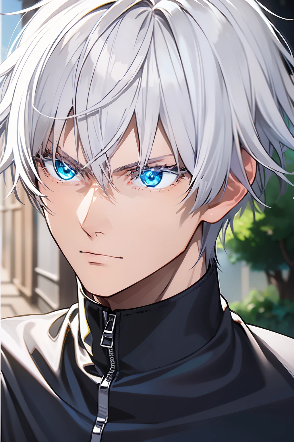 masterpiece, 8 k, ((shadow and light effects)),  Anime boy in tie and jacket , Smooth anime CG art,  tall anime man with silver eyes, anime boy, детальное digital anime art, semi-realistic anime,  realistic anime style moves smoothly,  made with anime artist studio , beautiful anime portrait, anime style portrait, digital anime art, digital art in anime style, anime realism style,  anime handsome guy , full power  ((effect)), ((serious expression)),  small scar on the mouth seat 