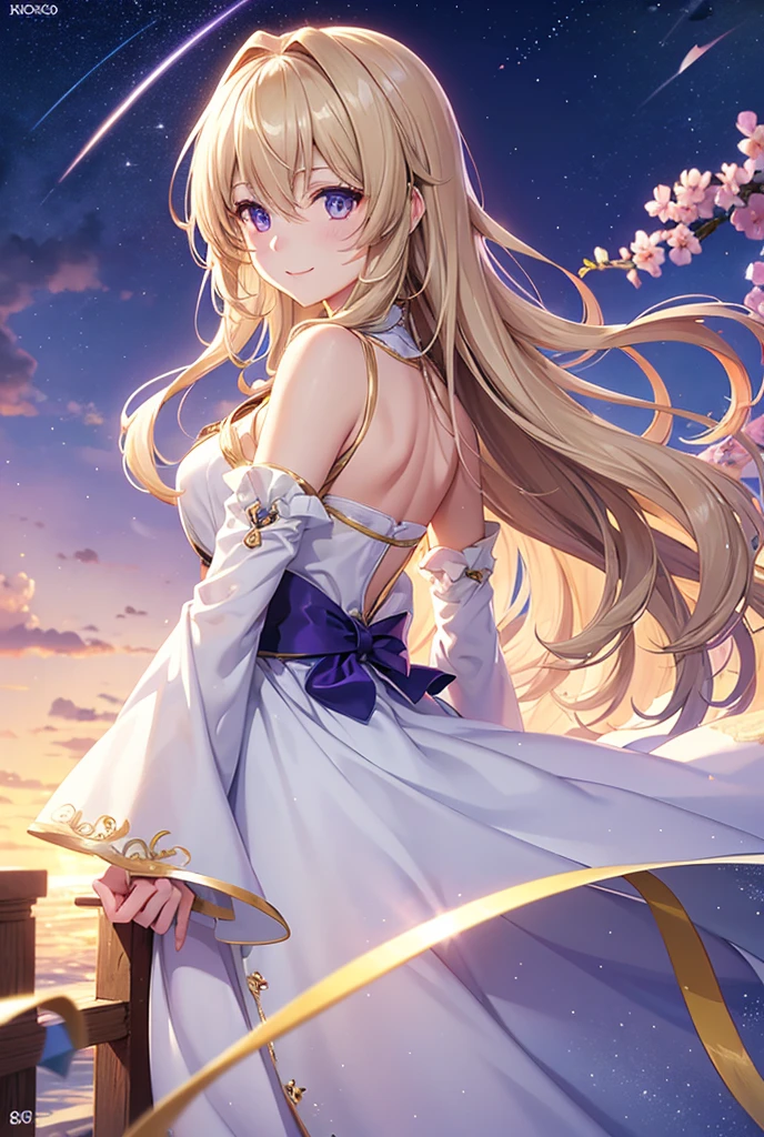 <lora:EmiliaOutfitV2-Lora:0.86>, Emilia, 1girl, white_dress, skirt, gold_eagle_on_sleeves, Priscilla_barielle, , orange_hair, red_eyes, smug, braid, from_behind, upskirt, white_legwear