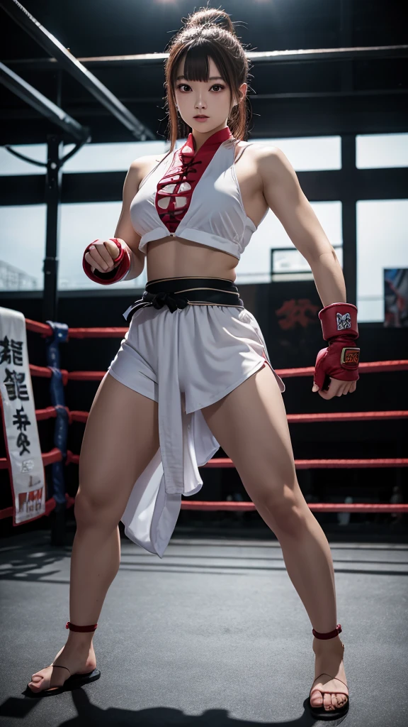 show,  street fighter, In the martial arts ring, Advanced Details, deep focused image, Realistic full-body photos