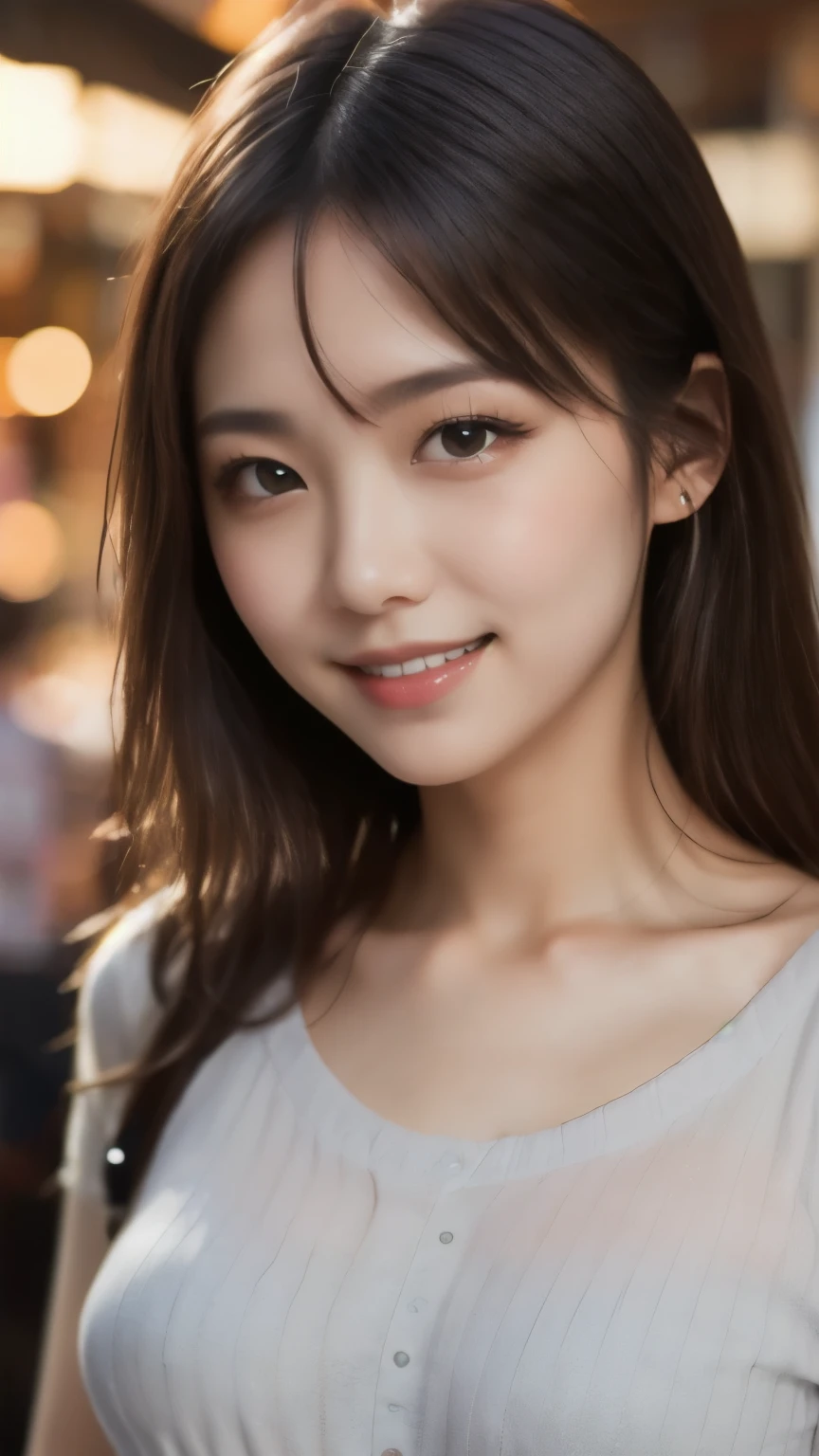 randome pose, mix4, (8K, Raw photography, top-quality, ​masterpiece: 1.45), (realisitic, Photorealsitic: 1.37), one girls, cute little, A smile、Cityscape, natta, profetional lighting, cafes,street,photon maping, Radio City, physically-based renderingt, Gradient black hair, white  hair, Semi-long loose hair, a handsome, girl with, large full breasts,Dress-off shoulder, top quality photo, hight resolution, 1080p, (clearface), (Detailed face description), (Detailed hand description), (​masterpiece), realisticlying, extreme light and shadows, dishevled hair, ​masterpiece, lush detail, (Fine facial features), (Highest Quality Photos), (​masterpiece), (finely eye), dual、Look in front of you, Fine clavicle,Emphasis on the armpits、Show lower milk