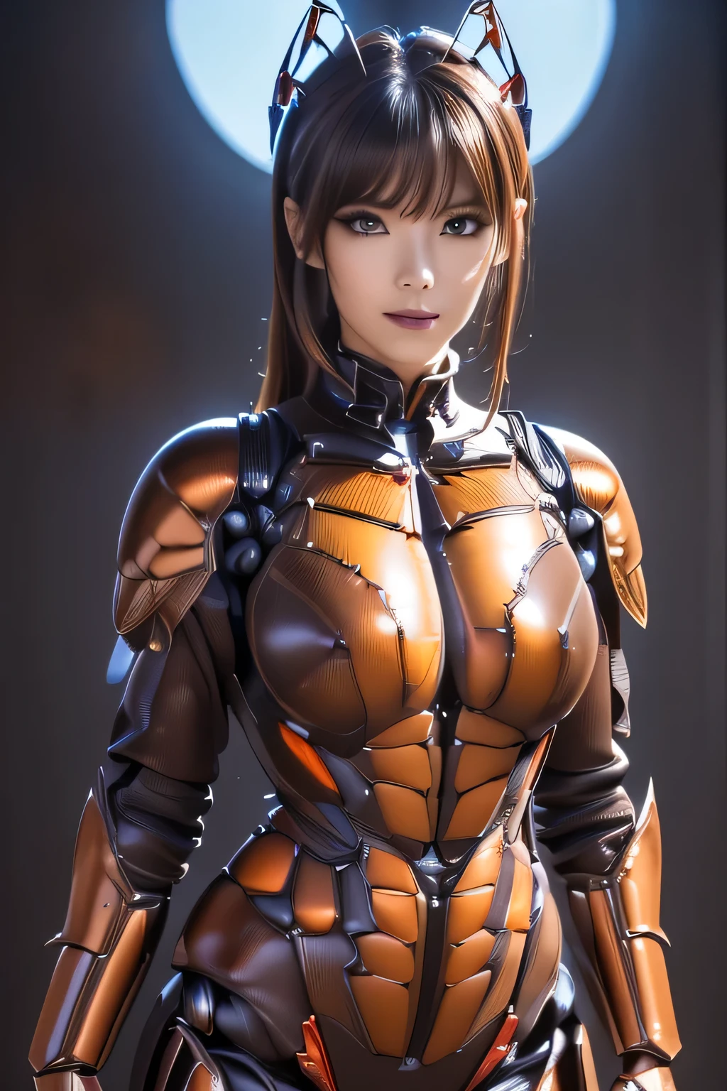 (high resolution,masterpiece,best quality,extremely detailed CG, anime, official art:1.4), realistic, photo, amazing fine details, all intricate, gloss and shiny,awesome many layers, 8k wall paper, 3d, sketch, kawaii, illustration,( solo:1.4), perfect female proportion,villainess, (fusion of dark brown cockroach and lady:1.4), (brown cockroach form lady:1.2), (brown cockroach lady:1.2), (fusion:1.2), (solo:1.4), (evil smile:1.2), muscular, abs, (cockroach brown exoskeleton bio insect suit:1.4), (cockroach brown exoskeleton bio insect armor:1.2), (brown transparency cockroach wing:1.4), (brown cockroach antennae:1.3),