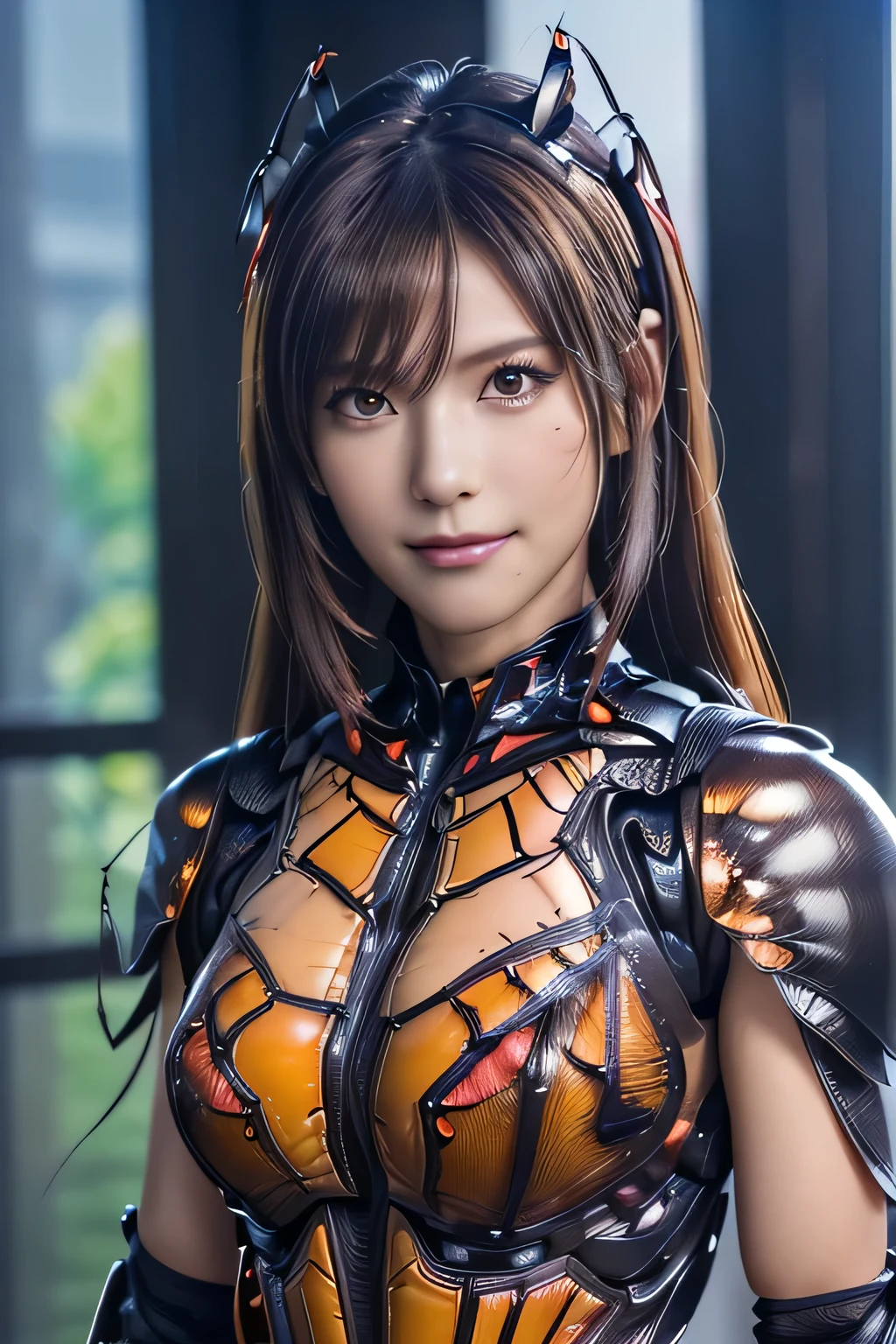 (high resolution,masterpiece,best quality,extremely detailed CG, anime, official art:1.4), realistic, photo, amazing fine details, all intricate, gloss and shiny,awesome many layers, 8k wall paper, 3d, sketch, kawaii, illustration,( solo:1.4), perfect female proportion,villainess, (fusion of dark brown cockroach and lady:1.4), (brown cockroach form lady:1.2), (brown cockroach lady:1.2), (fusion:1.2), (solo:1.4), (evil smile:1.2), muscular, abs, (cockroach brown exoskeleton bio insect suit:1.4), (cockroach brown exoskeleton bio insect armor:1.2), (brown transparency cockroach wing:1.4), (brown cockroach antennae:1.3),