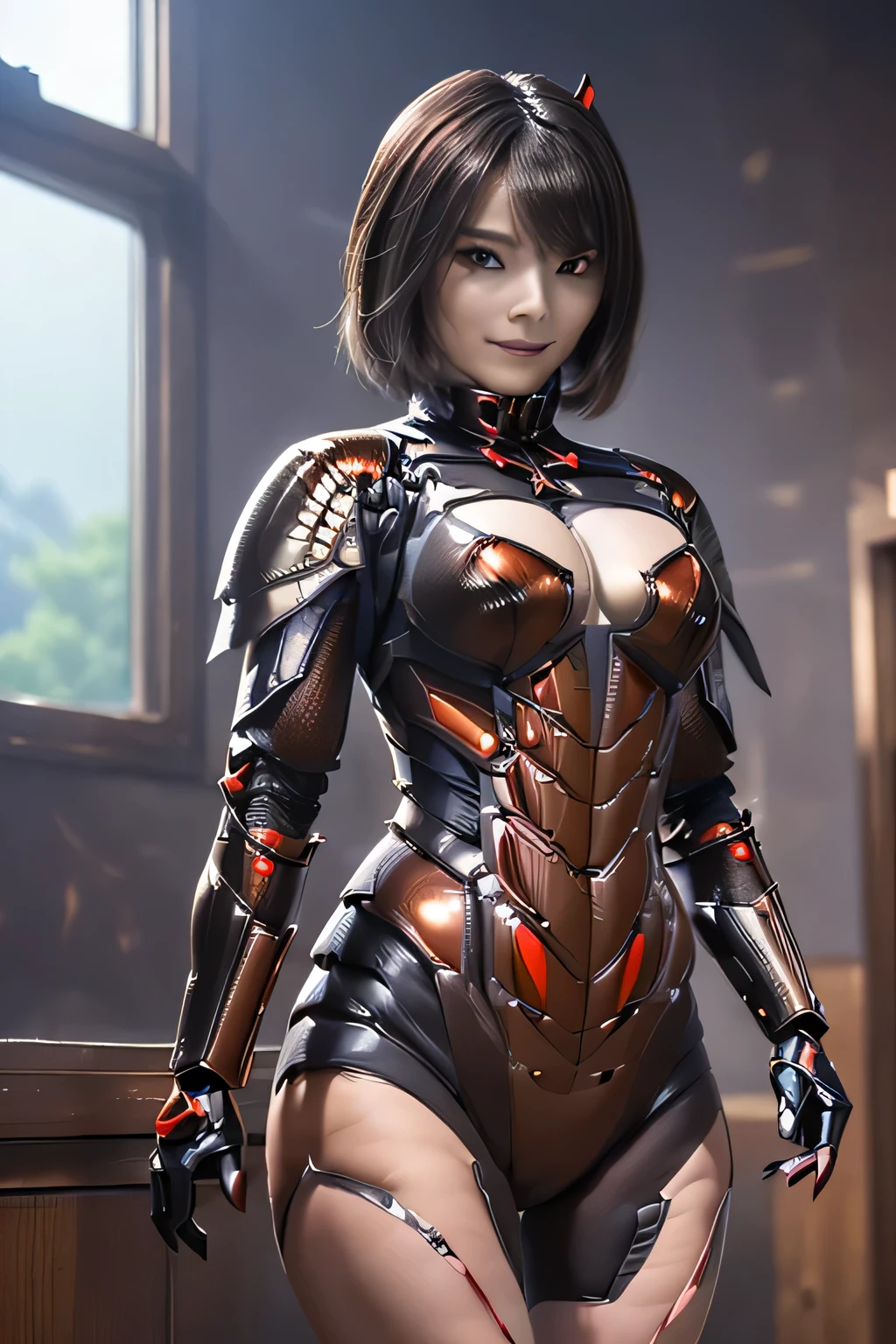 (high resolution,masterpiece,best quality,extremely detailed CG, anime, official art:1.4), realistic, photo, amazing fine details, all intricate, gloss and shiny,awesome many layers, 8k wall paper, 3d, sketch, kawaii, illustration,( solo:1.4), perfect female proportion,villainess, (fusion of dark brown cockroach and lady:1.4), (brown cockroach form lady:1.2), (brown cockroach lady:1.2), (fusion:1.2), (solo:1.4), (evil smile:1.2), muscular, abs, (cockroach brown exoskeleton bio insect suit:1.4), (cockroach brown exoskeleton bio insect armor:1.2), (brown transparency cockroach wing:1.4), (brown cockroach antennae:1.3),