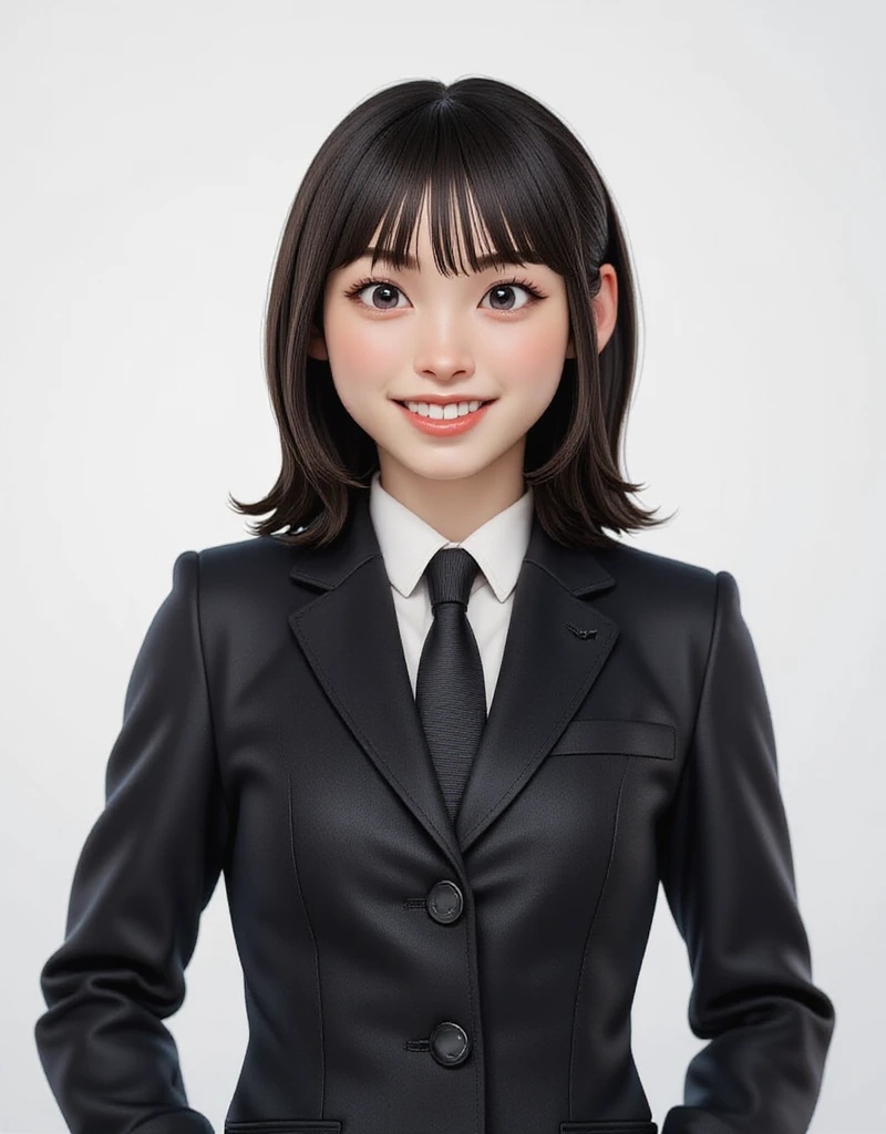 (((Black clothes))), 1girl, 25years old woman, (perfectly detailed face), cute face, ((Healthy and slim body)), beautiful face, ((looking at viewer)), Simple Background, ((white background)), ((white wallpaper)), White skin, (bright lighting:1.2), perfect lighting, photorealistic, (bokeh), UHD, anatomically correct, masterpiece, best quality, ((Focus on faces))
