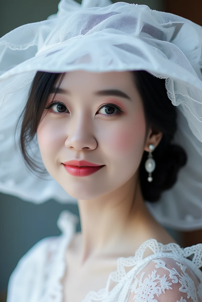 Beautiful Asian girl with, Her eyes shone like dreamy stars, glowing eyes, beautiful and detailed eyes, RAW photo,(high detailed skin:1), (realistic, photo-realistic:1.37), ultra high res, professional lighting , 8k uhd, dslr , high quality, film grain, Fujifilm XT3, RAW photo, lady, arafi woman in a white hat and white dress with a red lip, pale peau blanche en porcelaine, Guweiz, head of&#39;work of Guweiz, oeuvre d&#39;art dans le style de Guweiz, portrait doux 8 k, pale ghost girl, peau blanche en porcelaine, par Russell Dongjun Lu, pale milky white porcelain skin, Elegant lady with skin&#39;alabaster