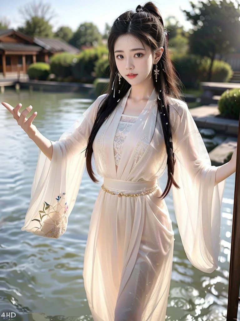 ((A woman)), 美丽脸庞的Sexy中国华裔美少女,  Decorated Dress, very beautiful decorations dress, Purple, ((Lace)), Mesh dress, 网状shawl飘逸,  (((浅色theme, 暴露theme, Sexytheme,  cyberpunk style )))
(( transparent clothes :1.5), ( exposed clothes : 1.5),  (Wet clothes:1.5), (((Clothes Color: Pink))), (theme: vitality), ((transparent sci-fi clothes ))), ((( transparent clothes 看到里面的身材))),
 (((night, Doomsday ruins, Abandoned floor, Wet environment, hot spring, rain)))
((desktop:1.0), (最high quality:1.0), ( High Resolution:1.2), (Reality:1.0),(  Ultra HD:1.3))
((8K Ultra HD, 8K, 超 High Resolution,  High Resolution, 最high quality, high quality,  best image quality, Supene,   super clear,  clearly focused , Clear outline, masterpiece, Masterpieces, complete pattern, Detailed photos,  original photo, Delicate facial features, Well-defined, Highly rated works, Close-up depth of field photography,  above the knee , Symmetrical character)), 
((Creating the image of a real girl),  realistic shadow ,  soft natural light ,  soft lighting,  dynamic angle,  dynamic posture, Elegant Posture, Cowboy lens, Full body front view, full of confidence, Facing the camera, Eyes looking towards camera lens,  standing position , Open your legs slightly,  spread legs ,  golden ratio graphic , Minimalism, Center the character), 
((Smile, Sexy的, Balanced Eyes,  realistic eyes , Beautiful details of the eyes, pretty face, (Realistic face), Normal facial features,  realistic skin, Pay attention to skin details, Skin is clean and radiant, Full body glossy skin,  Fair Skin , Anatomically correct body, Golden ratio figure, Sexy的身材, Detailed and realistic human body)), 
(Perfect makeup, Gloves, earrings, bracelet, necklace, Jewelry, Hair accessories, shawl, sock, Knee socks, 吊garter, Leg ring, garter, 腿部garter), 
(( beautiful hair ), Dark black hair, Wavy curly hairstyle, Waist-length hair, Messy Hairstyle, Gradient Hairstyle, Cyberpunk Hairstyle, High double ponytail hairstyle, Bangs), 
((Sexy的, Beautiful upturned breasts, Perfect breast shape, Teardrop chest shape, Snow-white breasts,  very detailed breasts , 34C cup, Realistic breasts, Realistic areola, Realistic nipples)), 
(Super high waist, Deep V, Low-cut, Sexy, Charming, Open crotch, (Clear camel toe, (High fork and genitals))),