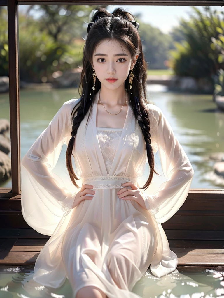 ((A woman)), 美丽脸庞的Sexy中国华裔美少女,  Decorated Dress, very beautiful decorations dress, Purple, ((Lace)), Mesh dress, 网状shawl飘逸,  (((浅色theme, 暴露theme, Sexytheme,  cyberpunk style )))
(( transparent clothes :1.5), ( exposed clothes : 1.5),  (Wet clothes:1.5), (((Clothes Color: Pink))), (theme: vitality), ((transparent sci-fi clothes ))), ((( transparent clothes 看到里面的身材))),
 (((night, Doomsday ruins, Abandoned floor, Wet environment, hot spring, rain)))
((desktop:1.0), (最high quality:1.0), ( High Resolution:1.2), (Reality:1.0),(  Ultra HD:1.3))
((8K Ultra HD, 8K, 超 High Resolution,  High Resolution, 最high quality, high quality,  best image quality, Supene,   super clear,  clearly focused , Clear outline, masterpiece, Masterpieces, complete pattern, Detailed photos,  original photo, Delicate facial features, Well-defined, Highly rated works, Close-up depth of field photography,  above the knee , Symmetrical character)), 
((Creating the image of a real girl),  realistic shadow ,  soft natural light ,  soft lighting,  dynamic angle,  dynamic posture, Elegant Posture, Cowboy lens, Full body front view, full of confidence, Facing the camera, Eyes looking towards camera lens,  standing position , Open your legs slightly,  spread legs ,  golden ratio graphic , Minimalism, Center the character), 
((Smile, Sexy的, Balanced Eyes,  realistic eyes , Beautiful details of the eyes, pretty face, (Realistic face), Normal facial features,  realistic skin, Pay attention to skin details, Skin is clean and radiant, Full body glossy skin,  Fair Skin , Anatomically correct body, Golden ratio figure, Sexy的身材, Detailed and realistic human body)), 
(Perfect makeup, Gloves, earrings, bracelet, necklace, Jewelry, Hair accessories, shawl, sock, Knee socks, 吊garter, Leg ring, garter, 腿部garter), 
(( beautiful hair ), Dark black hair, Wavy curly hairstyle, Waist-length hair, Messy Hairstyle, Gradient Hairstyle, Cyberpunk Hairstyle, High double ponytail hairstyle, Bangs), 
((Sexy的, Beautiful upturned breasts, Perfect breast shape, Teardrop chest shape, Snow-white breasts,  very detailed breasts , 34C cup, Realistic breasts, Realistic areola, Realistic nipples)), 
(Super high waist, Deep V, Low-cut, Sexy, Charming, Open crotch, (Clear camel toe, (High fork and genitals))),