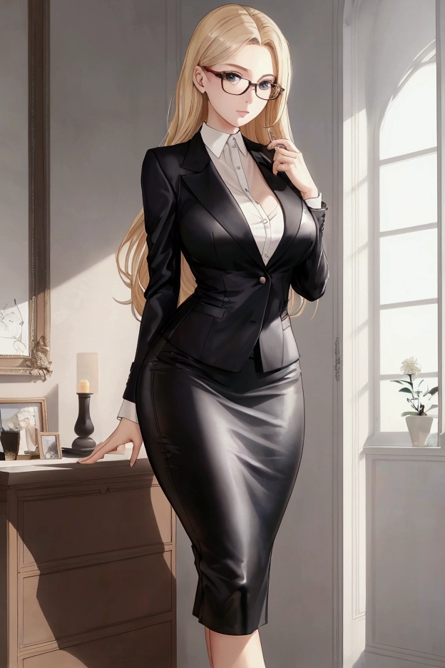 A high resolution, 1 mature woman, 25 years old, Cute Girl, Beautiful Meticulous Girl, a woman wearing a mask and a dress, latex gloves, female spy, business attire, female outfit, office clothes, wearing a strict business suit, dystopian outfit, girl in suit, girl in a suit, female lead character, 1940s style fasion, business outfit, female in office dress, work clothes, avant designer uniform, white business suit, long sleeves, brown Vest, brown office business skirt, big breasts, curvy body, dynamic pose, medium shot,