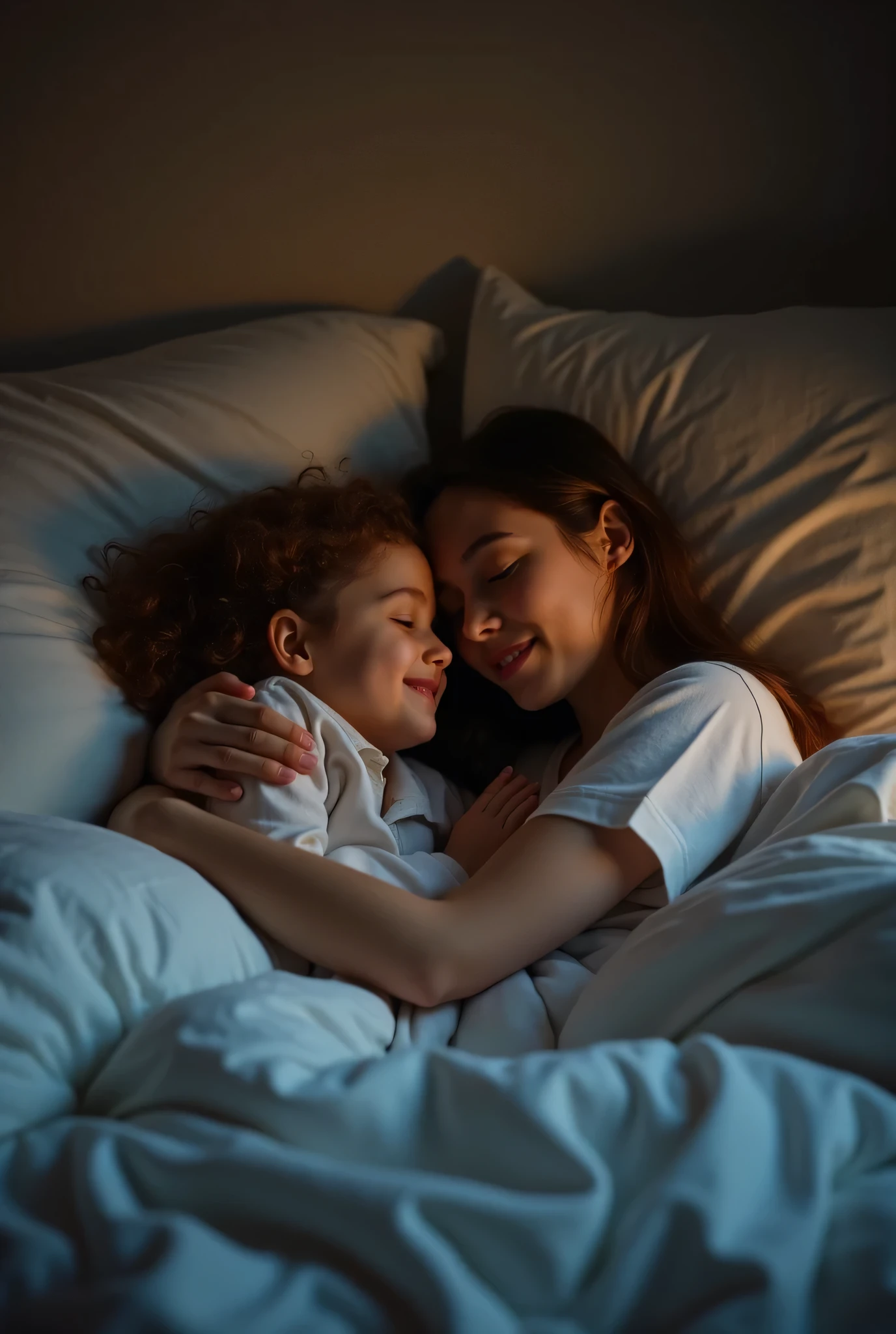 mother kissing with her son in the hotel