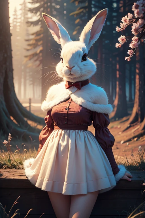 Best Quality, masterpiece,  ultra high resolution, (Realism: 1.4), Original photo,  1 Girl, whole body, rabbit,