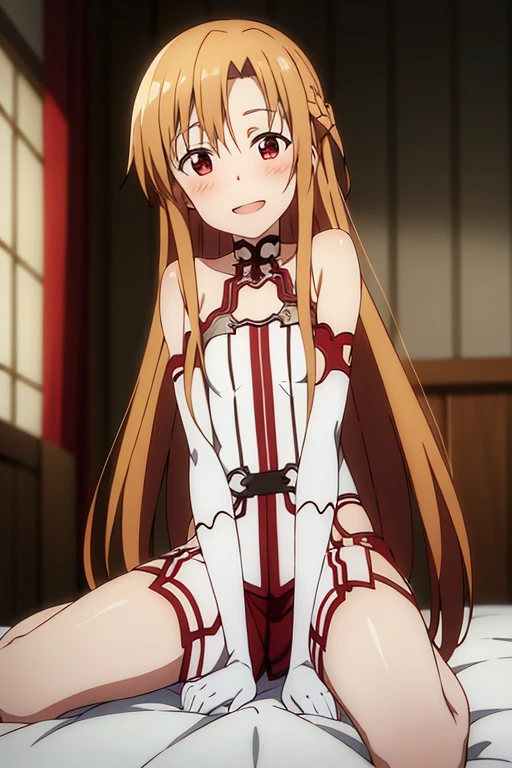 ((Highest quality)), ((masterpiece)), (be familiar with), Perfect Face, indoor, Bedroom, Watching the audience,
One woman, Yuuki Asuna,
Open Mouth, Ecstatic expression, blush, smile,
Small breasts, Flat Chest, , , child, Girl,
Long Hair, Long Hair,
Fully nude, Nipples exposed, Sex with a man with a big dick, 膣内ejaculation, Semen is taken, Insert a into your, Sex in the missionary position, , Leg spread,