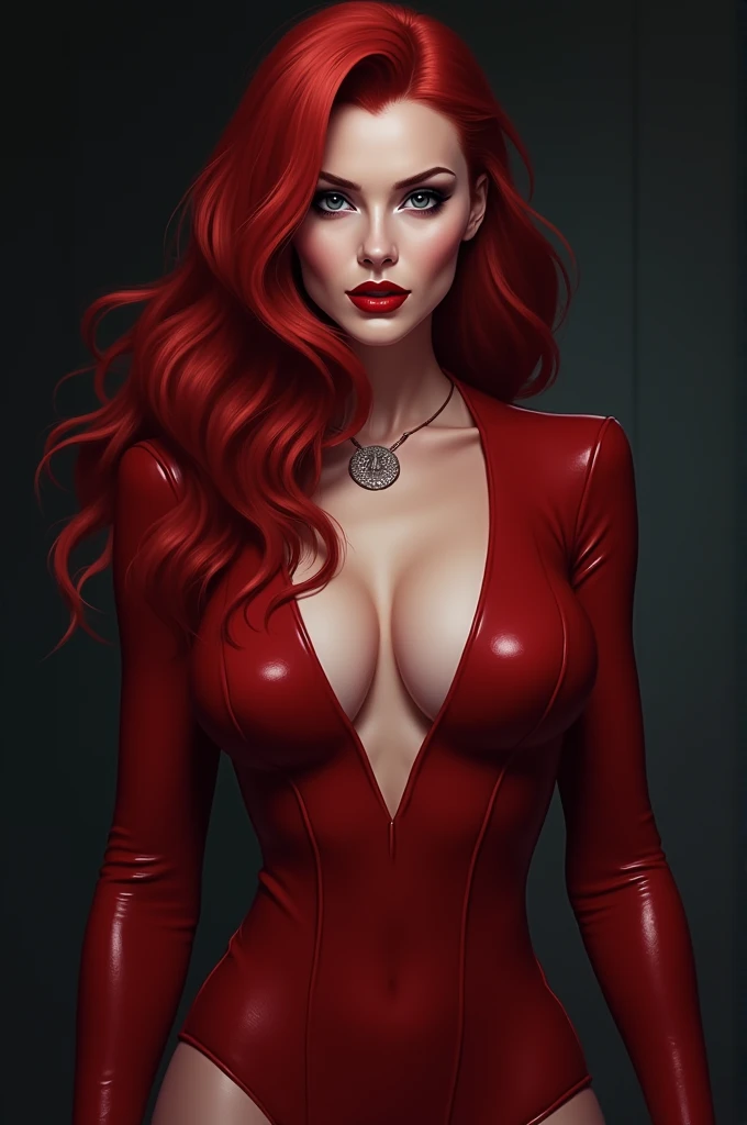 An enchanting, animated portrait of a milf with striking red hair, cascading down her shoulders in loose waves. Her voluptuous figure is accentuated by a generously proportioned curvaceous hip area, evoking a sense of feminine allure. This captivating image is rendered in high definition, boasting vibrant colors that truly bring her lively persona to life. With a playful yet confident expression, she captivates audiences in a stunning, hyper-realistic art style. Brushwork, digital art, or even animation could capture the essence of her spirited character. 8k, cartoon, comic book, anime, illustration, colorful, animated, curve, volupt