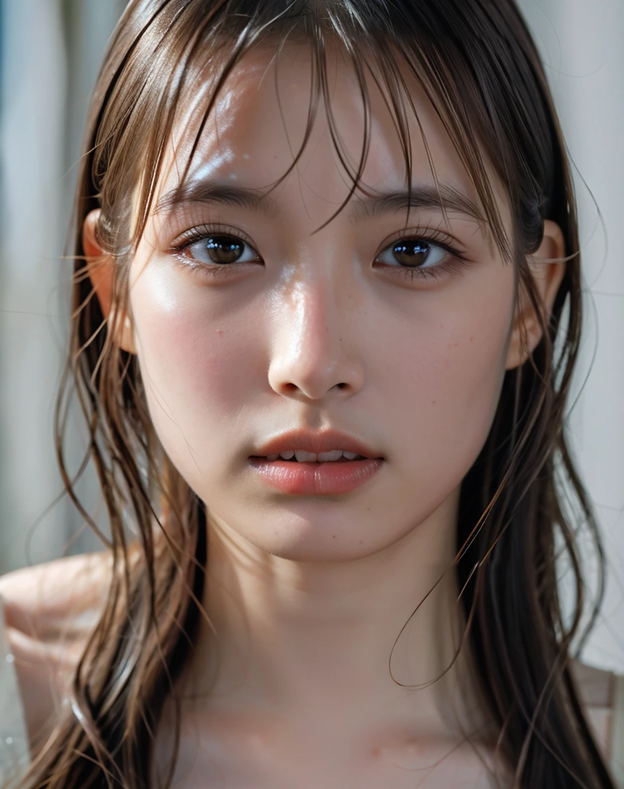 best quality, face focus, soft light, ultra high res, (photorealistic:1.4), RAW photo, {1 japanese girl:, solo},full body, {naked},{ nude},{ bare ,cute, (pupil, lights in the eyes),{{ Double eyelids on both eye}},{{ Long eyelashes}}},detailed beautiful face, (small chest),(high resolution detail of human skin texture), (long hair)