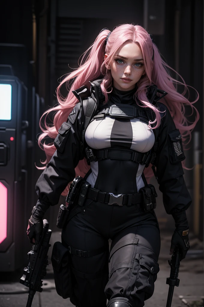  a woman with lush beauty , with long hair,  wavy bright pink hair ,  with a rifle in her hand and looking at the spectator with piercing eyes .  Behind her is a huge war tank with treadmill wheels and some pink details and a Luminous that says “FMS”,masterpiece,  best quality, meio Body, portrait, Night City,  a girl, anime, 3d, Japan, Pixar, realistic, Teenage girl, smiling, cute face, harajuku fashion style, raincoat, beautiful, colorful, neon lights, cyberpunk, suave skin, Illustration, ArtStation,  painting by Stanley Artgerm Lau , Sideways glance, Shortening , extremely detailed 8K, suave,  High resolution, ultra quality, olhos highly detaileds, highly detailed mouth, rosto highly detailed , perfect eyes,  both eyes are the same , true light, brilliance, iridescent, global illumination, ( long straight hair), ( comb her hair laterally ),  large breasts :1.7, Real Light, royal shadow, real face, HD, 2k, 4K, 8k, 16k, realistic light, royal shadowista, bright eyes,  fluorescent eyes , soft light, dream light,Amy Lee da banda Evanescence, porn, Well good,  without underwear, not, breasts, Body, sex, vagina,  photorealistic , (High Definition Skin: 1.2), of a sexy and sensual zombie girl ,  face image, beautiful eyes, lábios carnotdos,  messy hair ,  torn clothes revealing the skin  , pale skin, bright eyes,  dark shadows,  dark lighting  , dark fantasy, Horror, cinematic, dramatic colors,  photorealistic , 8k, highly detailed,a girl,  all-black ninja costume , sword hanging behind  ,Body inteiro, sunlight, clear face, clean white background, masterpiece,  Super detail, epic composition, ultra HD,  high quality ,  very detailed , official art,  uniform 8K wallpaper ,  Super detail, 32k - in 6 ,
