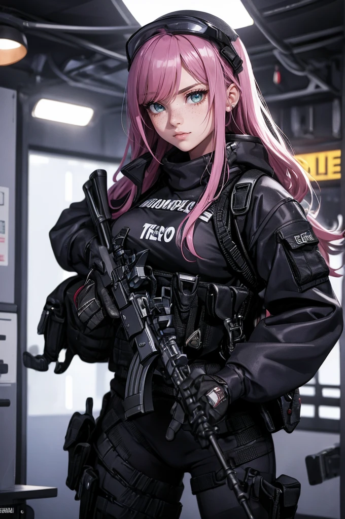  a woman with lush beauty , with long hair,  wavy bright pink hair ,  with a rifle in her hand and looking at the spectator with piercing eyes .  Behind her is a huge war tank with treadmill wheels and some pink details and a Luminous that says “FMS”,masterpiece,  best quality, meio Body, portrait, Night City,  a girl, anime, 3d, Japan, Pixar, realistic, Teenage girl, smiling, cute face, harajuku fashion style, raincoat, beautiful, colorful, neon lights, cyberpunk, suave skin, Illustration, ArtStation,  painting by Stanley Artgerm Lau , Sideways glance, Shortening , extremely detailed 8K, suave,  High resolution, ultra quality, olhos highly detaileds, highly detailed mouth, rosto highly detailed , perfect eyes,  both eyes are the same , true light, brilliance, iridescent, global illumination, ( long straight hair), ( comb her hair laterally ),  large breasts :1.7, Real Light, royal shadow, real face, HD, 2k, 4K, 8k, 16k, realistic light, royal shadowista, bright eyes,  fluorescent eyes , soft light, dream light,Amy Lee da banda Evanescence, porn, Well good,  without underwear, not, breasts, Body, sex, vagina,  photorealistic , (High Definition Skin: 1.2), of a sexy and sensual zombie girl ,  face image, beautiful eyes, lábios carnotdos,  messy hair ,  torn clothes revealing the skin  , pale skin, bright eyes,  dark shadows,  dark lighting  , dark fantasy, Horror, cinematic, dramatic colors,  photorealistic , 8k, highly detailed,a girl,  all-black ninja costume , sword hanging behind  ,Body inteiro, sunlight, clear face, clean white background, masterpiece,  Super detail, epic composition, ultra HD,  high quality ,  very detailed , official art,  uniform 8K wallpaper ,  Super detail, 32k - in 6 ,
