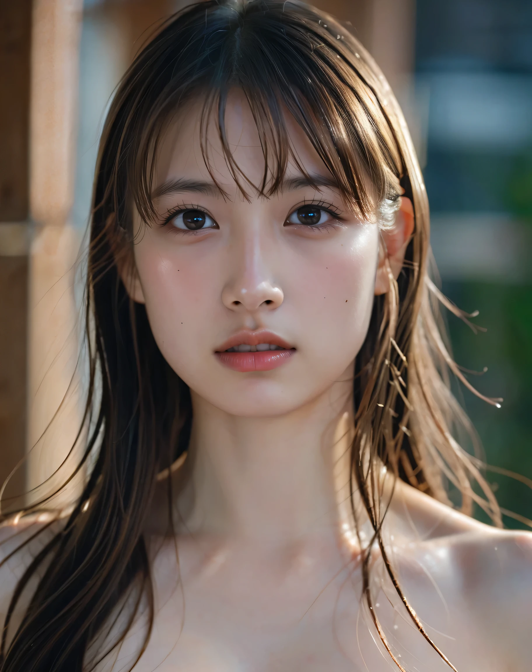 best quality, face focus, soft light, ultra high res, (photorealistic:1.4), RAW photo, {1 japanese girl:, solo},full body, {naked},{ nude},{ bare ,cute, (pupil, lights in the eyes),{{ Double eyelids on both eye}},{{ Long eyelashes}}},detailed beautiful face, (small chest),(high resolution detail of human skin texture), (long hair)