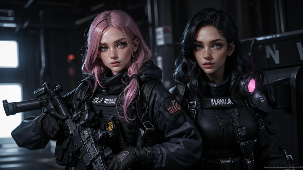  a woman with lush beauty , with long hair,  wavy bright pink hair ,  with a rifle in her hand and looking at the spectator with piercing eyes .  Behind her is a huge war tank with treadmill wheels and some pink details and a Luminous that says “FMS”,masterpiece,  best quality, meio Body, portrait, Night City,  a girl, anime, 3d, Japan, Pixar, realistic, age girl, smiling, cute face, harajuku fashion style, raincoat, beautiful, colorful, neon lights, cyberpunk, suave skin, Illustration, ArtStation,  painting by Stanley Artgerm Lau , Sideways glance, Shortening , extremely detailed 8K, suave,  High resolution, ultra quality, olhos highly detaileds, highly detailed mouth, rosto highly detailed , perfect eyes,  both eyes are the same , true light, brilliance, iridescent, global illumination, ( long straight hair), ( comb her hair laterally ),  large breasts :1.7, Real Light, royal shadow, real face, HD, 2k, 4K, 8k, 16k, realistic light, royal shadowista, bright eyes,  fluorescent eyes , soft light, dream light,Amy Lee da banda Evanescence, porn, Well good,  without underwear, not, breasts, Body, sex, vagina,  photorealistic , (High Definition Skin: 1.2), of a sexy and sensual zombie girl ,  face image, beautiful eyes, lábios carnotdos,  messy hair ,  torn clothes revealing the skin  , pale skin, bright eyes,  dark shadows,  dark lighting  , dark fantasy, Horror, cinematic, dramatic colors,  photorealistic , 8k, highly detailed,a girl,  all-black ninja costume , sword hanging behind  ,Body inteiro, sunlight, clear face, clean white background, masterpiece,  Super detail, epic composition, ultra HD,  high quality ,  very detailed , official art,  uniform 8K wallpaper ,  Super detail, 32k - in 6 ,
