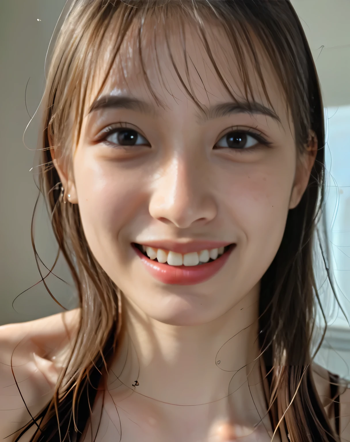 {Chest-up shot}}{,,{{posed shot}},best quality, face focus, soft light, ultra high res, (photorealistic:1.4), RAW photo, {{{1 japanese girl:((Smile)), solo},full body}}}, {naked},{ nude},{ bare ,cute, (pupil, lights in the eyes),{{ Double eyelids on both eye}},{{ Long eyelashes}}},detailed beautiful face, (small chest),(high resolution detail of human skin texture), (long hair)