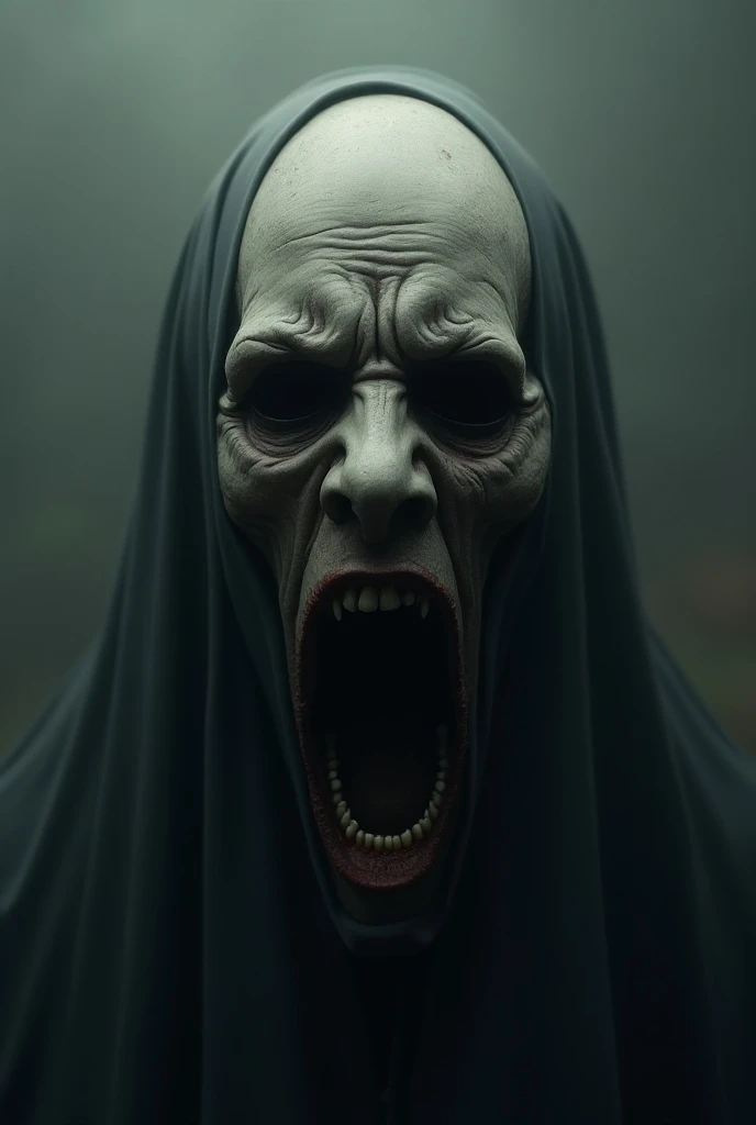 Ghost with a broken face, scary, big eyes