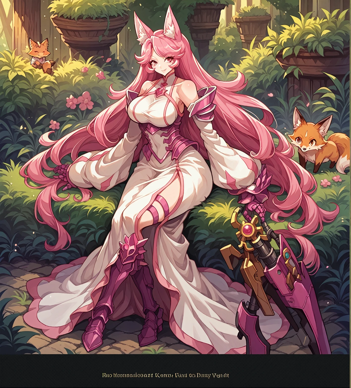 face illuminated,Bright backlight,Love background,超高分辨率,best qualtiy,photore,4K,(realisticlying:1.2), 1个Giant Breast Girl,adolable,roleplaying,ahri(league of legend),Sit on a branch,Crossed legs,with hands resting on knees,Naughty,looking at viewert,(mediuml breasts:1.1),Nine tails,Long ears,Green eyes,(longwavy hair:1.2),White and gold tiara,Red and gold cheongsam dress,(thighs high socks:1.3),red high heel pumps,Red and gold bracelet,In the moonlit forest,Hold the glowing sphere,