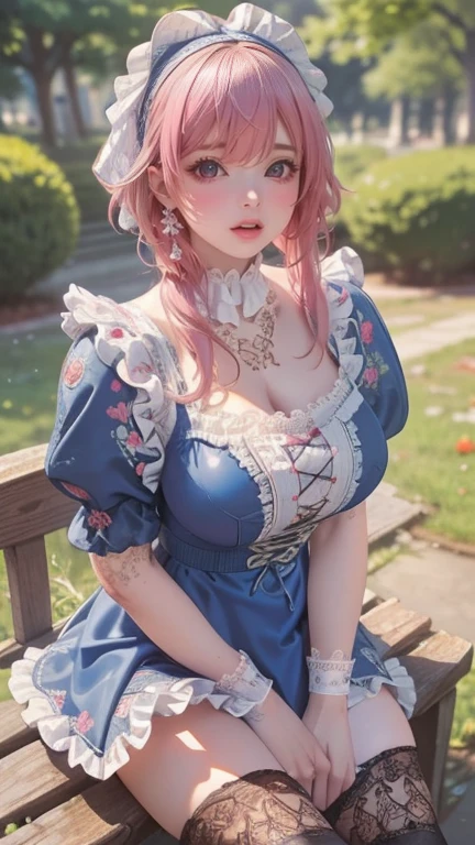 (finely detailed beautiful eyes and detailed face,masterpiece sidelighting,masterpiece,best quality,detailed,high resolution illustration),, (1girl,whole body,bishoujo,lustrous skin,looking down,looking at viewer),, (pink hair,blue eyes,ribbon,hanbok, korean clothes), (clothed_underbust:1.2),underboob,