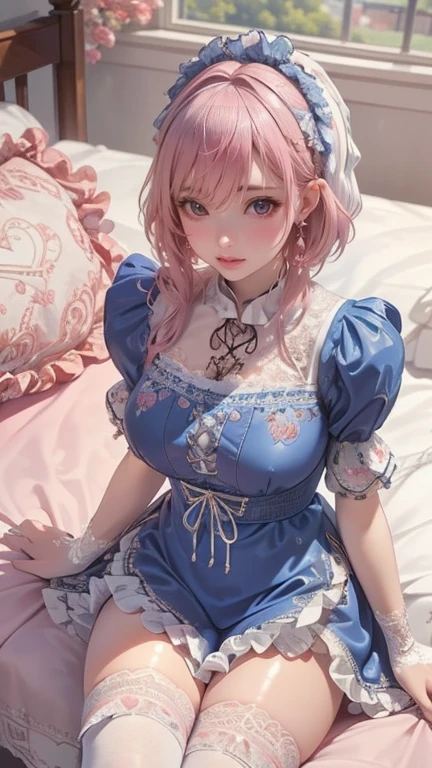 Soft pastel dresses　Fine lace and embroidery. Fluffy long hair tied up loosely.、corolla　Pale blue or pink、White or pastel colored long dress　first round　brainwashing　defeat　yield　Prostration　Princess　Big Breasts　clear　incontinence　Peeing　Loss double piece ahegao