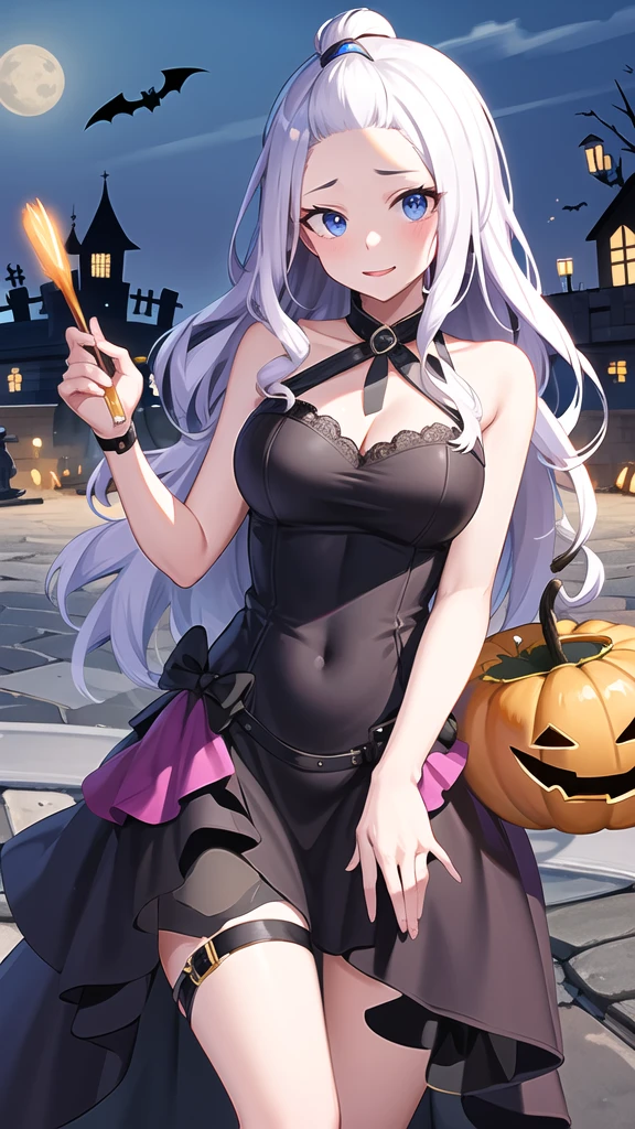 masterpiece, best quality, highres, aamira, long hair, halloween Dress,