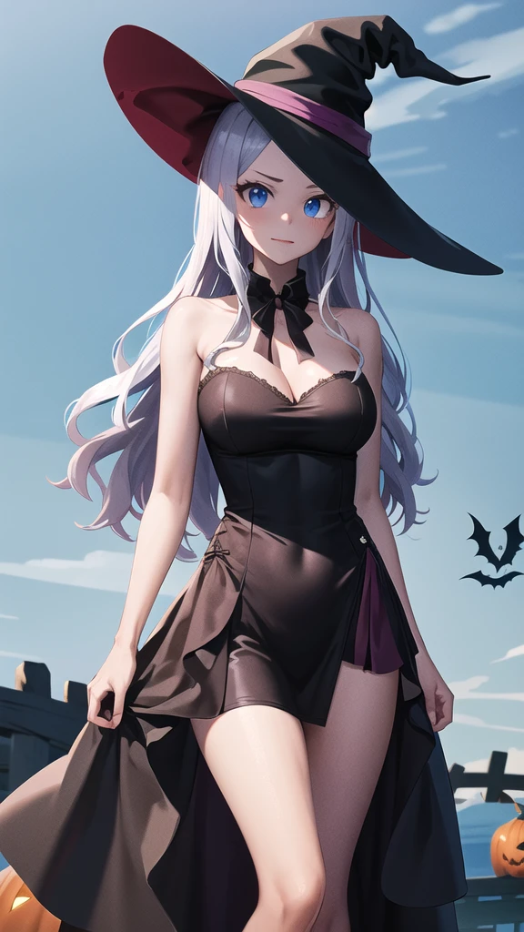 masterpiece, best quality, highres, aamira, long hair, halloween Dress,