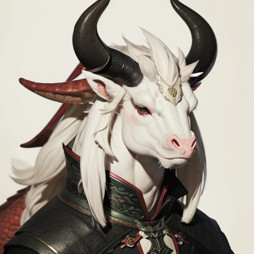 Draw a texture on the background、
 has horns growing from the head 、 manes 、Long neck,A dragon with short legs、
