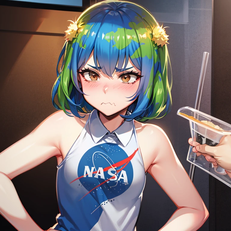 Jealous Earth-chan, pouting