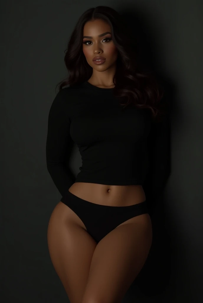 full body, black skirt, sweater black, black woman, curly hair, curlys, full body from head to toe, foot, black woman, young goddess, gorgeous black lady, gorgeous black woman, gorgeous female, light skin, beautiful goddess, 24 years old, beautiful eyebrows, brown eyes, very beautiful, fitness body, very attractive, dear, very sweet, beautiful, beautiful model posing, long hair, hourglass waist, wide legs, alone, skinny waist and thick hips