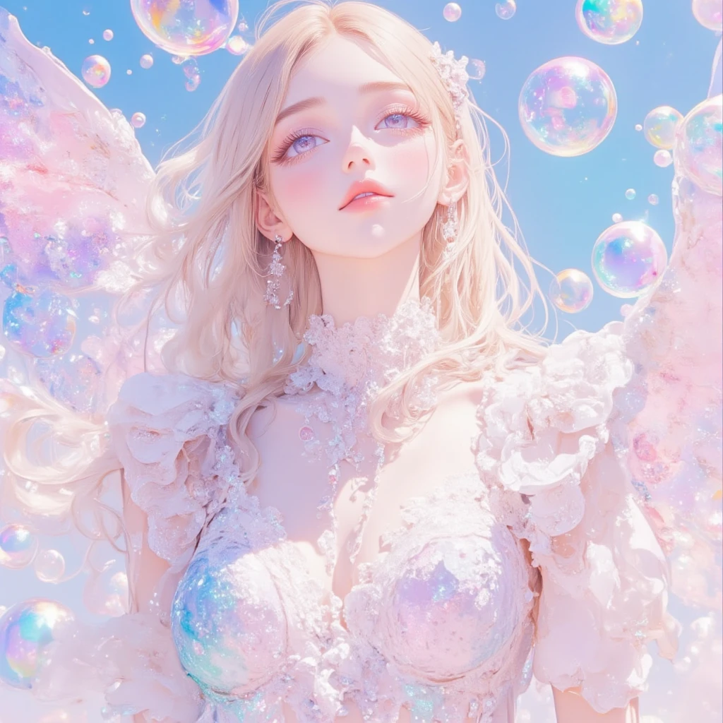 1girl, solo, color style23 texture influence image,glittering effects ...