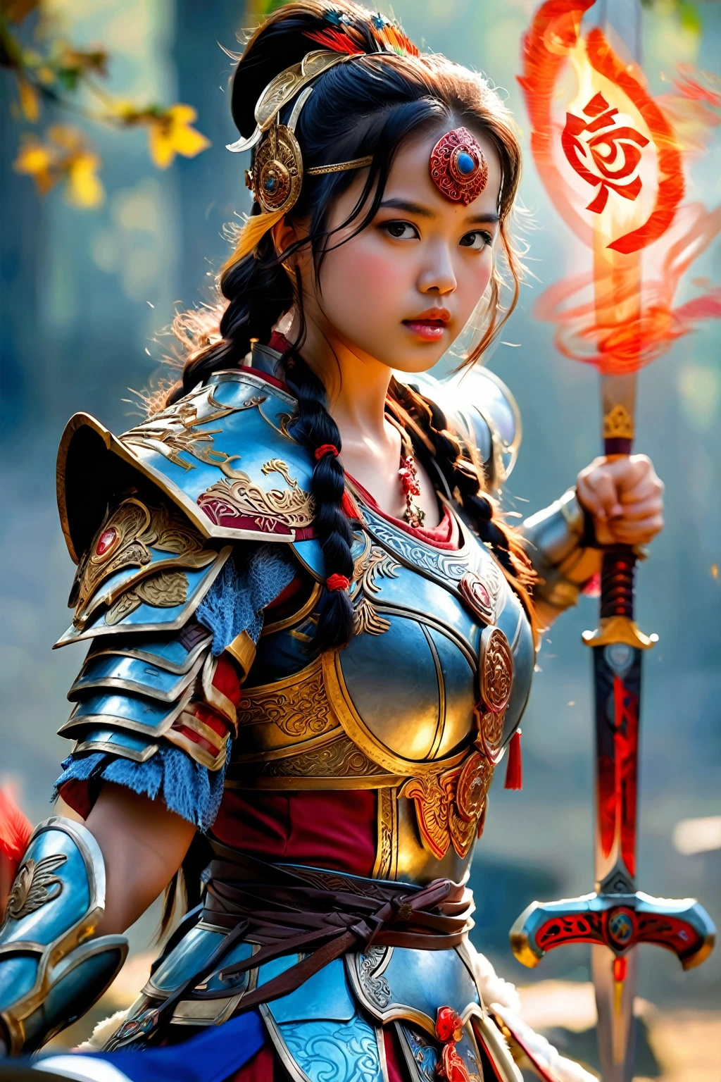 the most epic AI generated image ever of a mystical beautiful young female warrior, score_9,  score_8_up, score_7_up, score_6_up, score_5_up, score_4_up