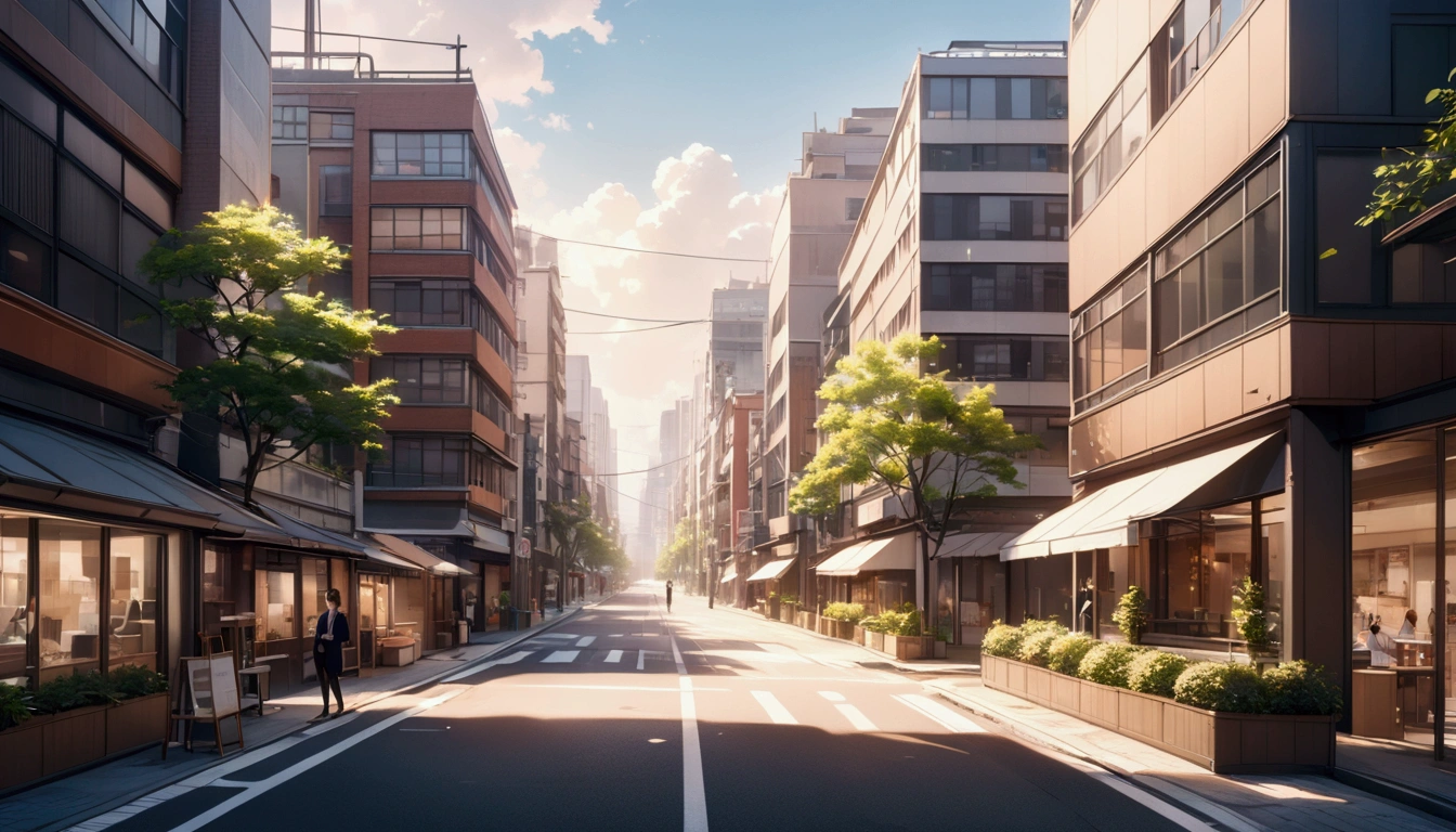 (masterpiece),  Best Quality , background, modern, It's sunny, Building district, Office District, Japanese cityscape, Elective Sports, Street speech, 2.5D, AI generated,