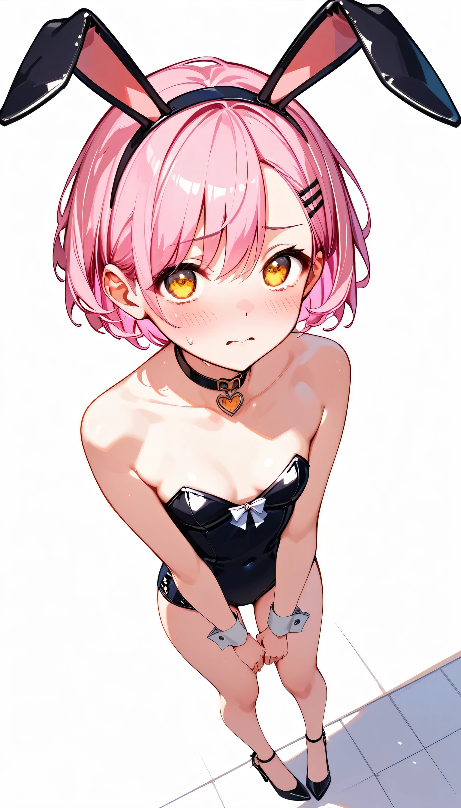 NSFW,Ahegao、Nipple piercing、short, Light pink hair、Putting on a collar、Elementary school girl、Very beautiful and Shining Eyes、Shining Eyes、1 person、Cat ear、(((((Small body)))))、heart❤、((Sweat、vapor)）