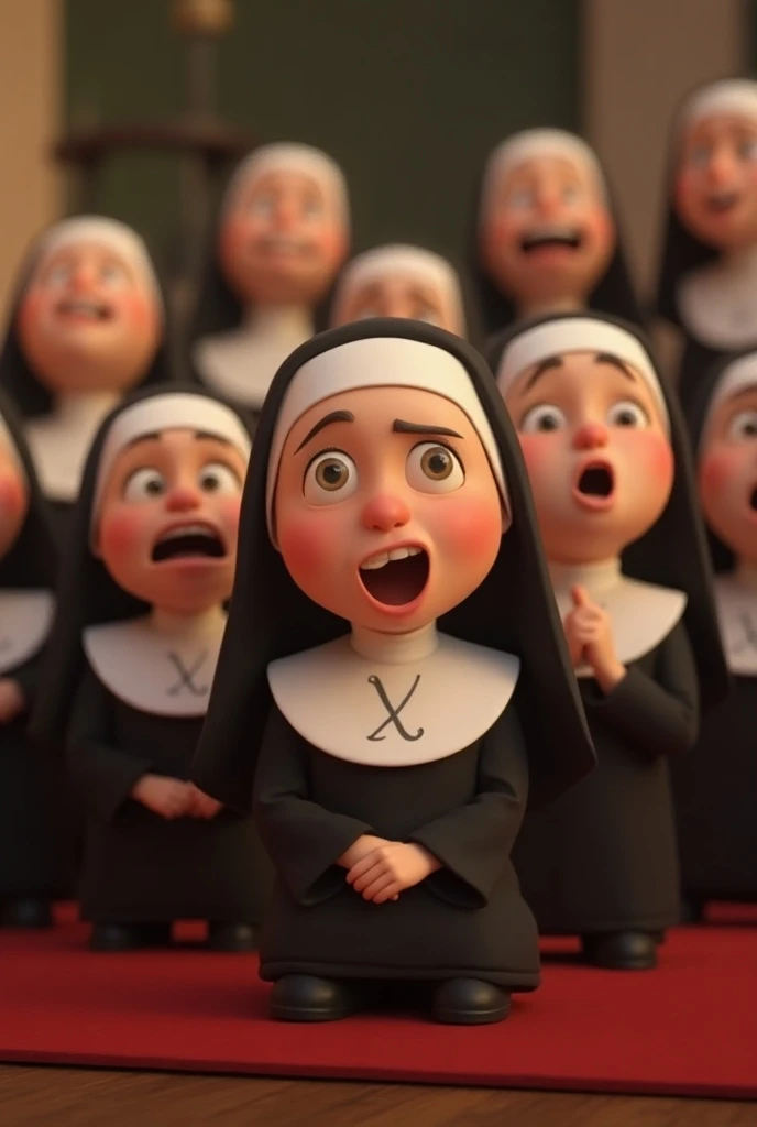 3D Animation、 choir competition drawing nuns with {x} faces and figures、Comical drawing、Mr.々 A choir of nuns challenging the 、A heartwarming scene、movie「Love Song to Angels 」Image of、8k Quality