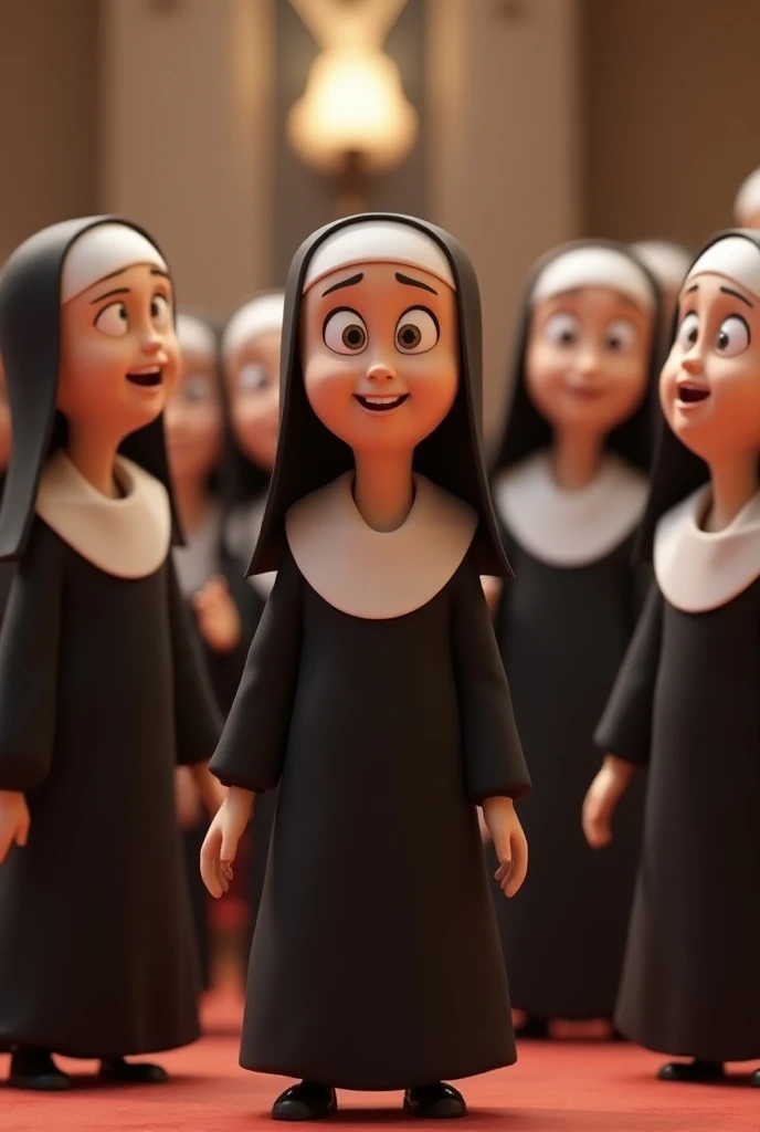 3D Animation、 choir competition drawing nuns with {x} faces and figures、Comical drawing、Mr.々 A choir of nuns challenging the 、A heartwarming scene、movie「Love Song to Angels 」Image of、8k Quality