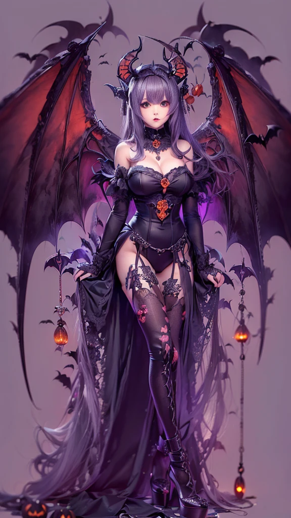 A slender woman with white-black (grayish) hair cascading down her back, framed by two elegant dragon horns, and piercing red eyes that glow with an intimidating aura. Her pale skin is contrasted by the black knight armor she dons, intricately designed with dark, gothic patterns and a hint of medieval elegance. She wears a long, flowing black dress beneath the armor, a black veil partially obscuring her sorrowful, dark glowing eyes. Tears trace down her cheeks, reflecting a profound sadness. Majestic dragon wings, finely detailed with every scale, spread out behind her, while a dragon tail sweeps around her feet. Withered roses, symbolizing lost love and decay, surround her, captured in a dim, moonlit night setting. This anime-style scene is ultra-detailed, with pastel colors subtly infused into the background, highlighting the corrupted beauty of her form.