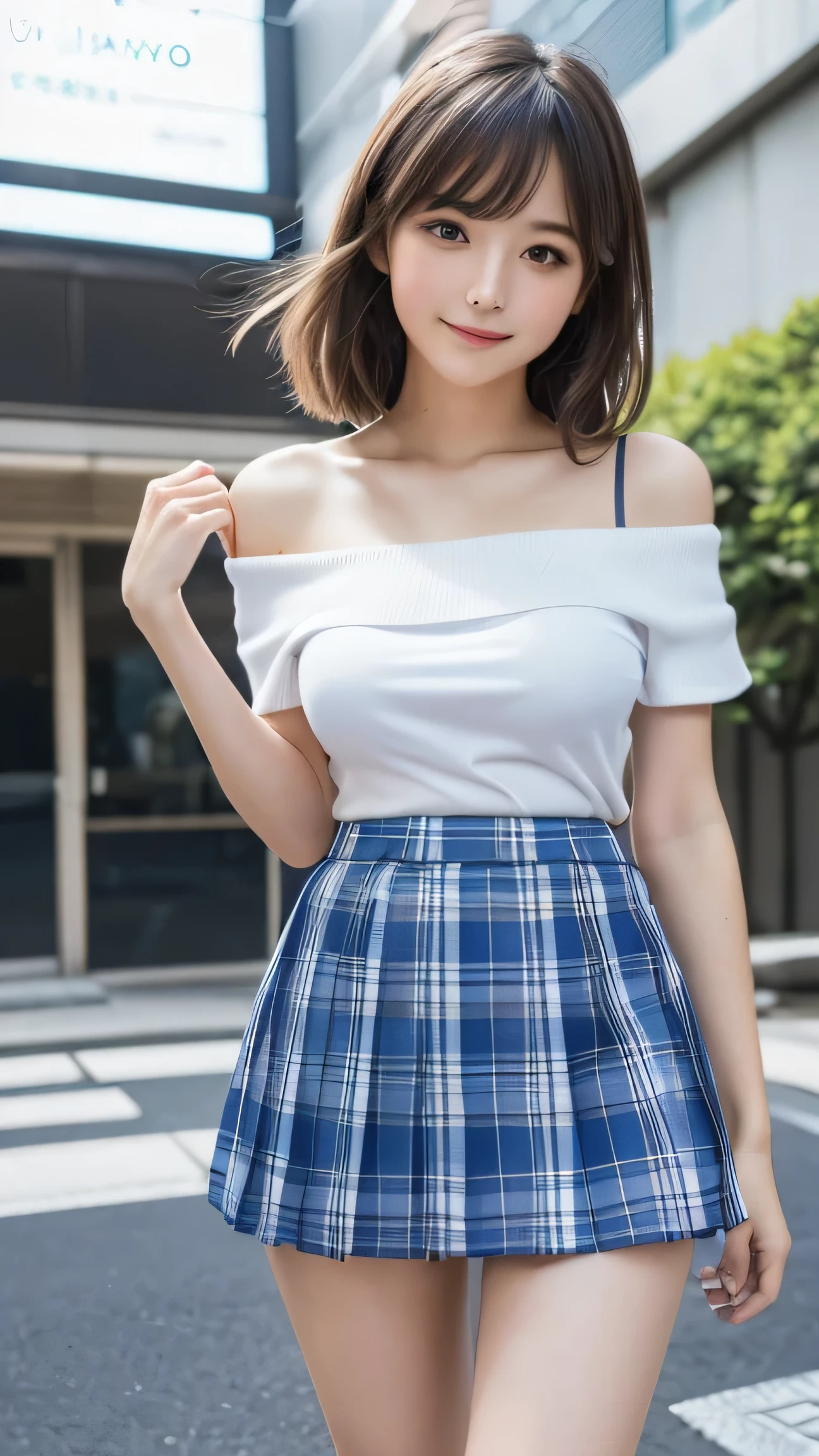 Product quality,1 girl,((Shooting from below:1.4)),((Thigh Emphasis:1.4)),Young and cute Japanese,Daytime, ((High school classroom:1.2)),White short sleeve shirt,Schoolgirl uniform,blazer, ((Ultra short checkered blue micro mini skirt:1.5)),No underwear,Very cute face,Glossy Lips,Beautiful big eyes,Brown eyes,Double eyelids on both eyes,(Natural Makeup),shiny smooth light brown long hair,,,Asymmetrical bangs,Floating Hair NovaFrog Style,Center image,8k resolution,Attention to detail,Detailed hairstyle,Detailed face,Cinema Lighting,Octane Rendering,Ultra-realistic,Perfect limbs,Beautiful legs,Voluptuous thighs,Huge breasts,Perfect Anatomy,Spread your legs,((Provocative dynamic pose:1.5)),Skirt flip, ,masterpiece,best quality,(japanese girl),((beautiful girl)),cleavage,(off shoulder:1.2),(perfect body beauty:1.2),(shy smile),japanese female,22 years old,solo,(viewer discretion:1.3),((masterpiece)),((best quality)),(very detailed),((cute)),cute,(adorable),((very detailed)),4K,(8k),best quality,(beautiful),super cute face,shape,super realistic,(((from below))),((full body image)),(single girl,cute Girl:1.5), (((elaborately designed, gorgeous and colorful adult shorts, high resolution portrait of panties, highly detailed drawing of panties))), ((unique pose showing panties), sneakers, beautiful light brown hair, beautiful brown eyes, ((beautiful eyes)), (hair fluttering in the wind, skirt flipped up to show underwear:1.3), short hair, (((big breasts))), ((device check type)), (wearing {{x}} (showing panties to camera)), high definition CG Unity 8k wallpaper , best quality, super detailed, masterpiece, realistic, photo realistic, high quality , 18 year old adult female, (((lifting skirt by herself))), (lifting by herself), panties with lace, tiny panties, pay attention to panties, detailed panty pattern not hermaphrodite, kissing while staring at the audience, rule of staring at the viewer odebtul debtace, half body shot, (crowd), (on the streets of Tokyo), short bob, nat