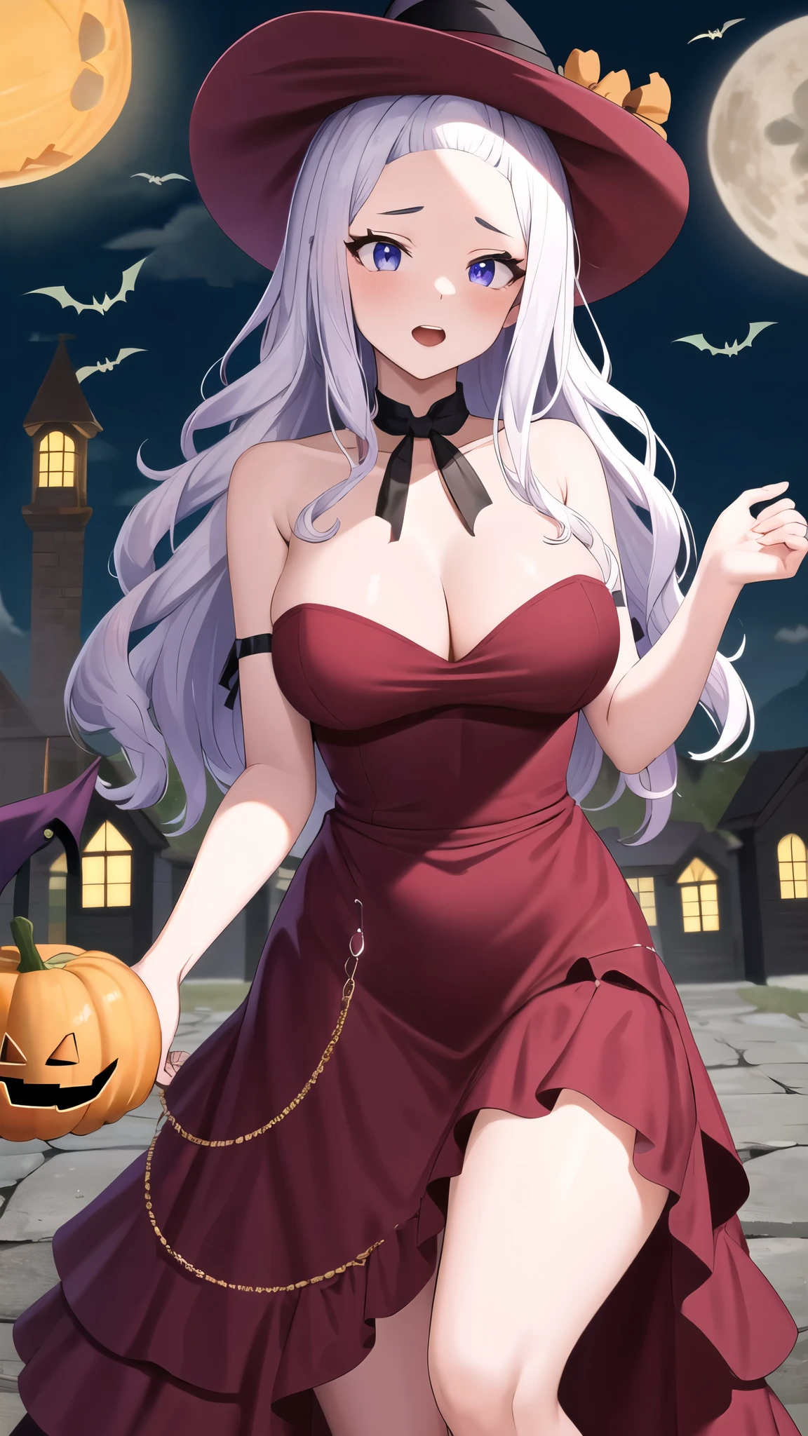 masterpiece, best quality, highres, aamira, long hair, halloween Dress, 